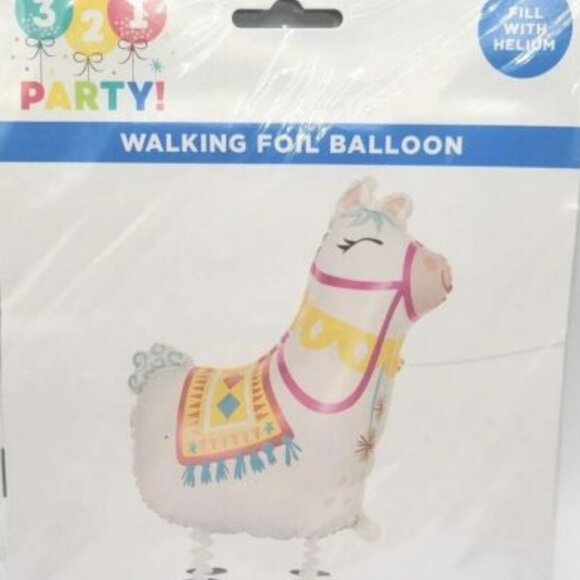 321 Party Walking Foil Llama Helium Printed Both Sides Balloon Set of 2 Balloons - Picture 2 of 4